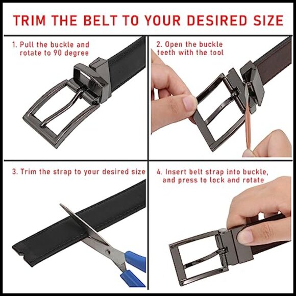 Reversible PU Leather Belt with Rotated Buckle for Women main image 5